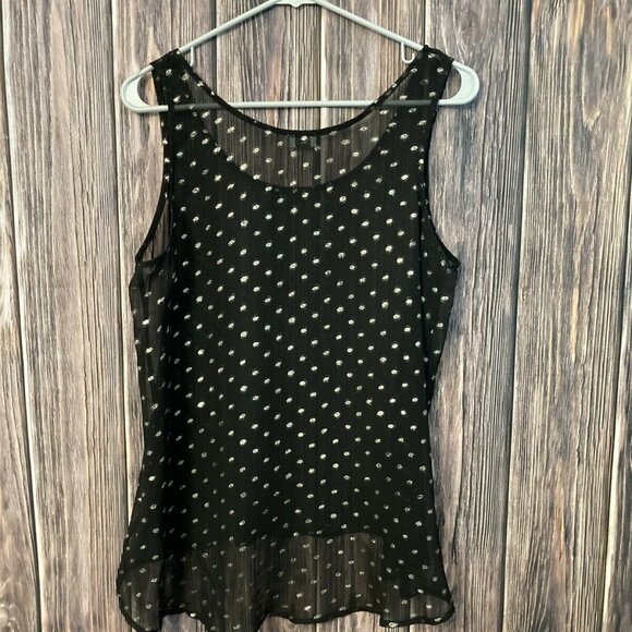 𝅺- CHARMING CHARLIE Women’s Black Polka Dot Tank M - Picture 2 of 4
